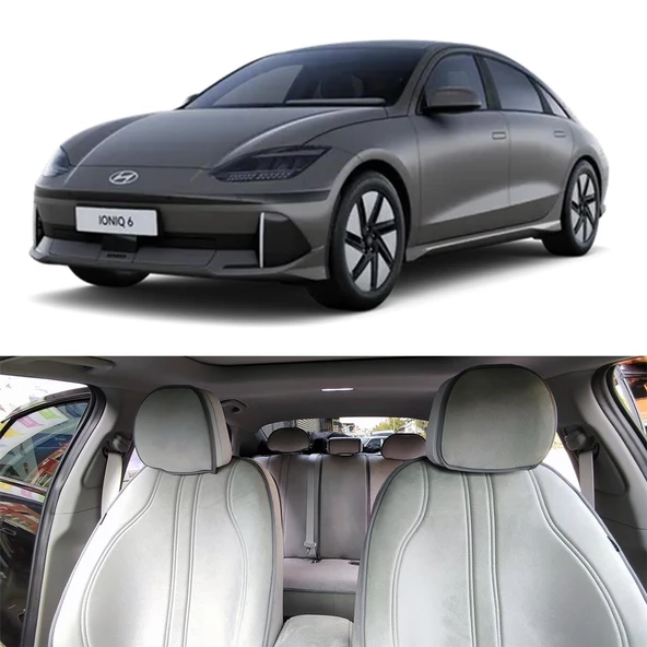 Bod Hyundai IONIQ 6 Oto Koltuk Koruyucu Kılıf Marin Serisi Gri