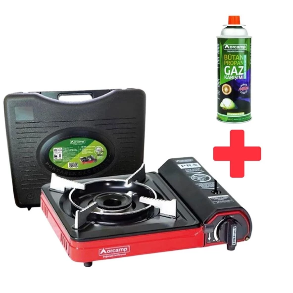 Orcamp Portatif Kamp Ocağı Kırmızı CK-505 + 1 Orcamp 227 Gram Gaz Kartuşu - 2