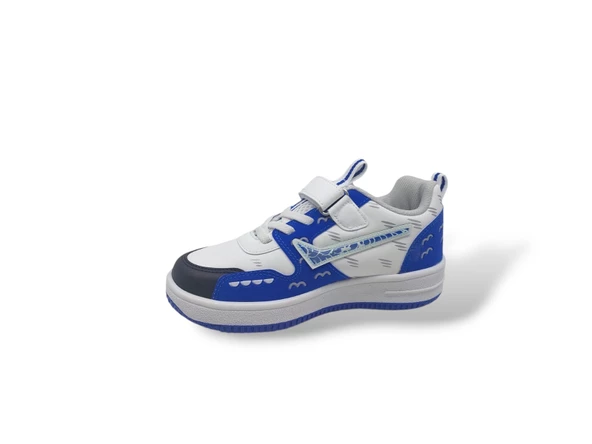 Siyah Beyaz Sax Mavi Bantlı Çocuk Spor Ayakkabı - 3