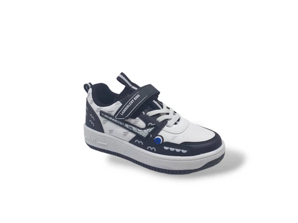 Siyah Beyaz Bantlı Çocuk Spor Ayakkabı - 2