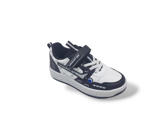 Siyah Beyaz Bantlı Çocuk Spor Ayakkabı - 4