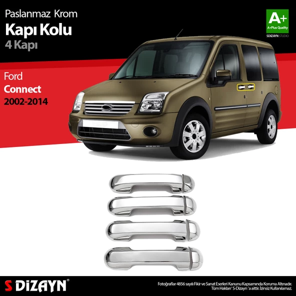 S-Dizayn Ford Connect Krom Kapı Kolu 4 Kapı 2002-2014