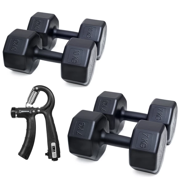 PS SPOR 2 SET DAMBIL (7 KG X 2 ADET- 10 KG X 2 ADET )+ AYARLANABİLİR SAYAÇLI EL YAYI