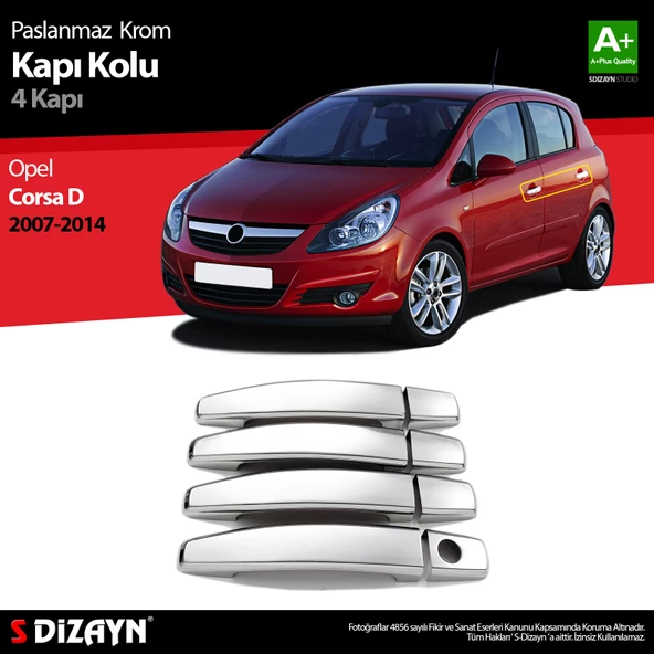 S-Dizayn Opel Corsa D Krom Kapı Kolu 4 Kapı 2007-2014 - 1