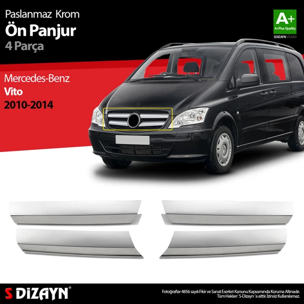 S-Dizayn Mercedes Vito Krom Ön Panjur 4 Prç 2010-2014 (Geniş)