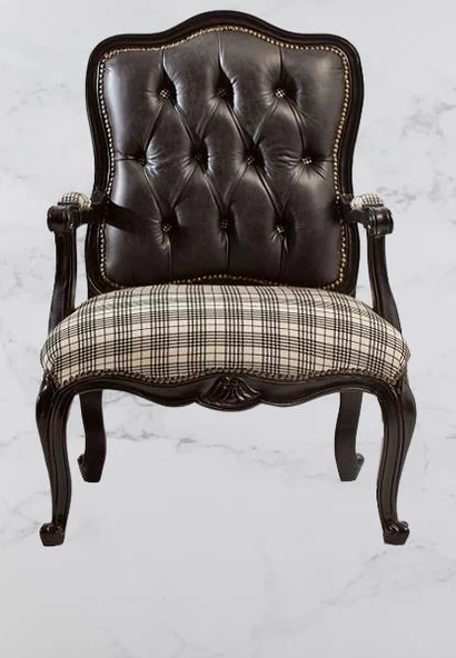 Sandalye ZUS 001 Ahşap 90466 Klasik Berjer Kayın Ahşap Ayak Geniş Oturum El Yapım - 2