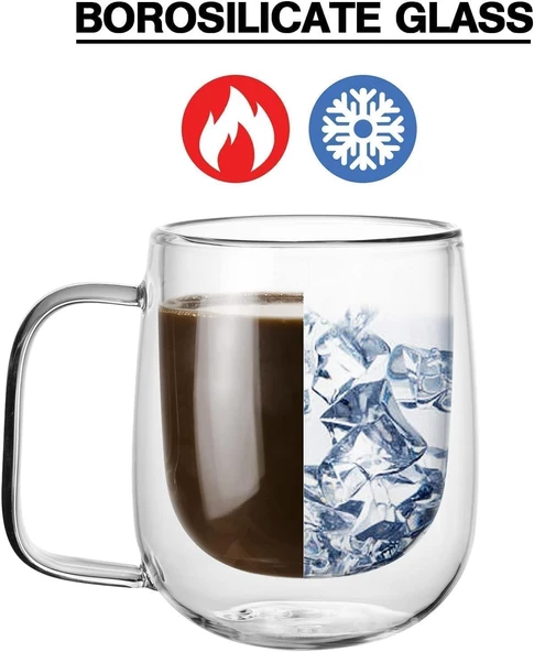 3B Trend Borosilikat Çift Cidarlı Cam Kupa Bardak 250 ml - 2