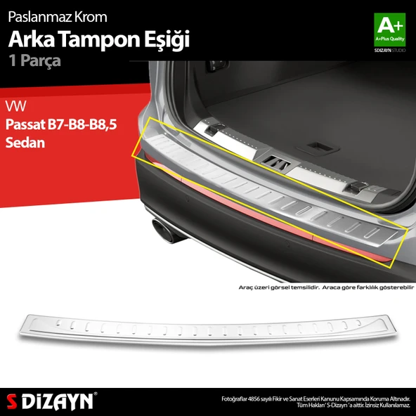S-Dizayn VW Passat B7 Sw Krom Arka Tampon Eşiği 2011-2015 - 2