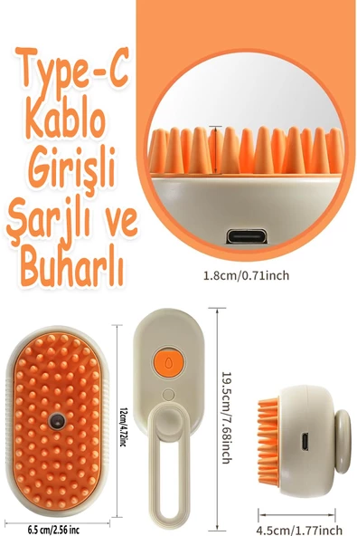 Buharlı Kedi Tarak Tiftik Topla Tüy Toplayıcı Tarağı Fırça Kedi Bakım Köpek Bakım Urunleri Petshop - 3