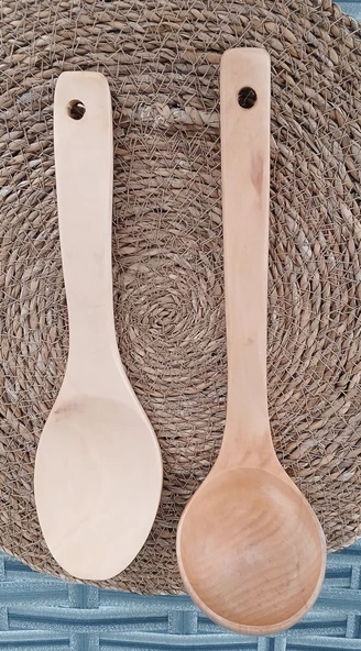 Doğal Bambu Ahşap Kepçe+Pilav Kaşığı 27cm Çorba Yemek Kepçesi ve Kaşığı - 2