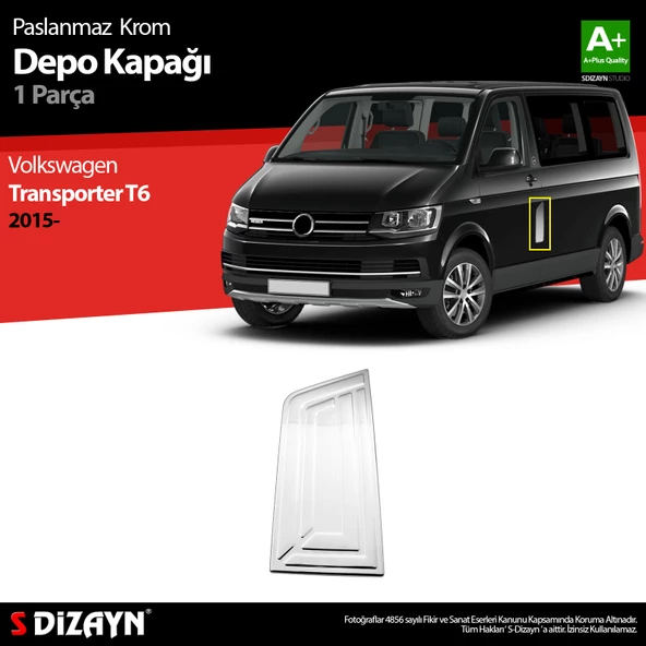 S-Dizayn VW T6 Transporter Krom Depo Kapağı 2015-2019