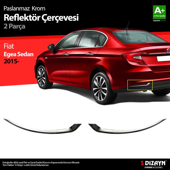 S-Dizayn Fiat Egea SD Krom Arka Reflektör Çerçevesi 2 Prç. 2015-2020