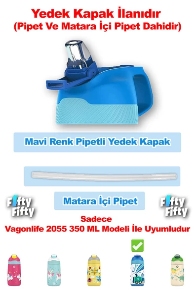 Vagonlife Pipetli Yedek Kapak + Matara İçi Pipet (Sadece 2055 350 ML Çocuk Termosu İle Uyumludur) - 4
