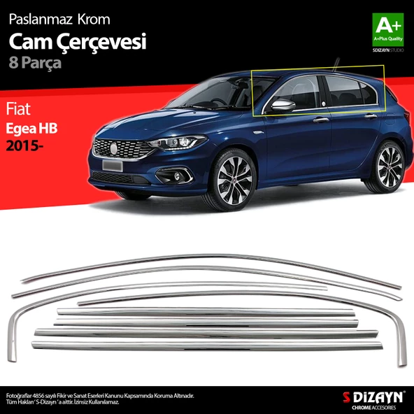 S-Dizayn Fiat Egea HB Krom Cam Çerçevesi 8 Prç. 2015-2020 A+ Kalite