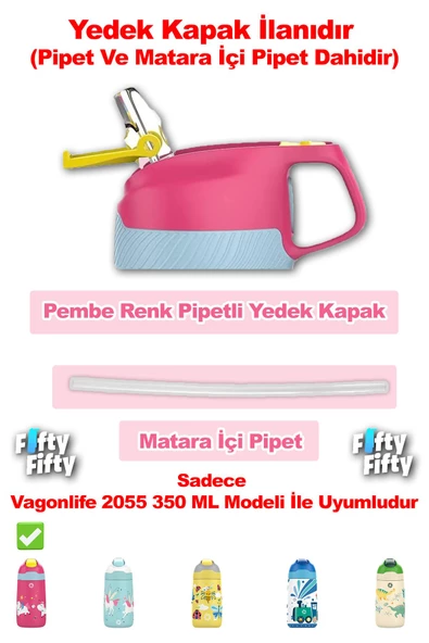 Vagonlife Pipetli Yedek Kapak + Matara İçi Pipet (Sadece 2055 350 ML Çocuk Termosu İle Uyumludur) - 5