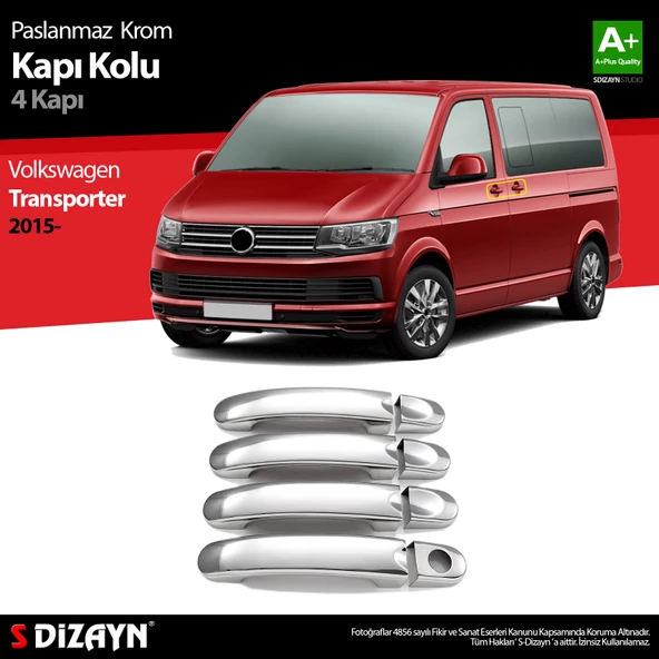 S-Dizayn VW T6 Transporter Krom Kapı Kolu 4 Kapı 2015-2019