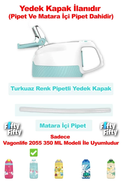 Vagonlife Pipetli Yedek Kapak + Matara İçi Pipet (Sadece 2055 350 ML Çocuk Termosu İle Uyumludur) - 2