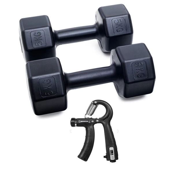 PS SPOR 5 KG DAMBIL X 2 ADET (10 KG)+SAYAÇLI AYARLANABİLİR EL YAYI