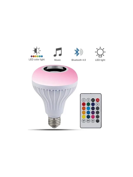 Bluetooth Hoparlörlü Kumandalı Rgb Akıllı LED Ampul-16 Renk