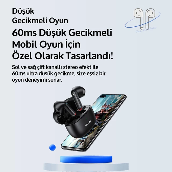 Usams NX10 Çift Mikrofonlu BT5.2 TWS Bluetooth Kulaklık-Pembe - 6