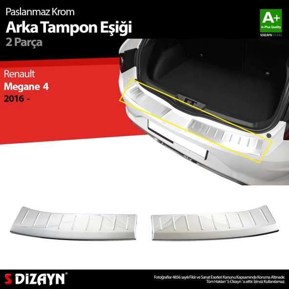 S-Dizayn Renault Megane 4 HB Krom Arka Tampon Eşiği 2016-2020