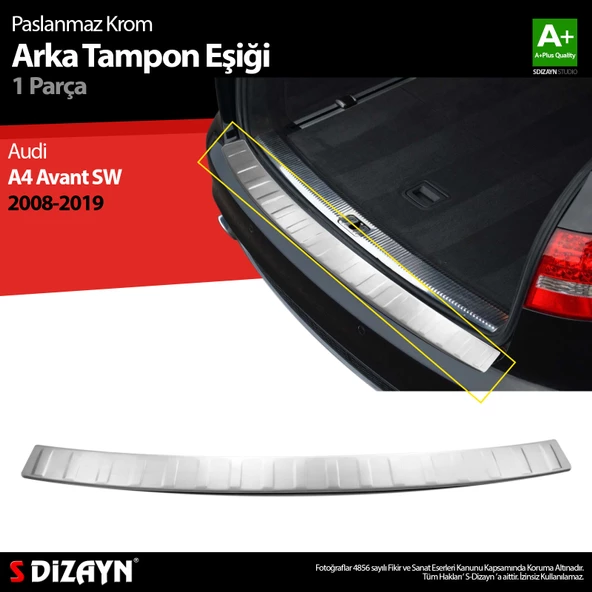 S-Dizayn Audi A4 Avant SW Krom Arka Tampon Eşiği 2008-2019 - 1