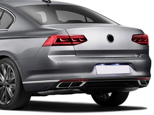 S-Dizayn VW Passat B8.5 Krom Egzoz Görünümü Difüzör 4'lü R Line 3 Parça 2019-2023 - 6
