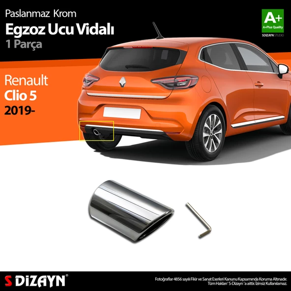 S-Dizayn Renault Clio 5 Krom Egzoz Ucu Vidalı 2019 Üzeri