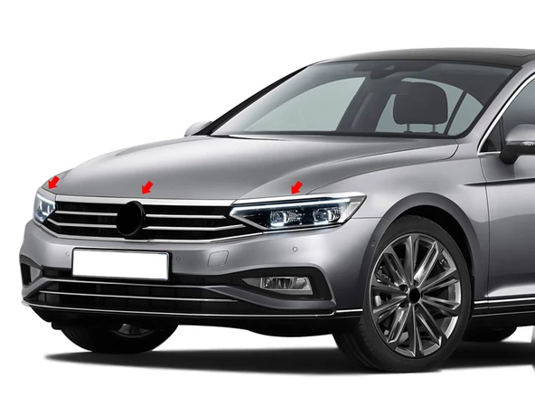 S-Dizayn VW Passat B8.5 Krom Far Üzeri Çıta Seti 3 Parça 2019-2023 - 2