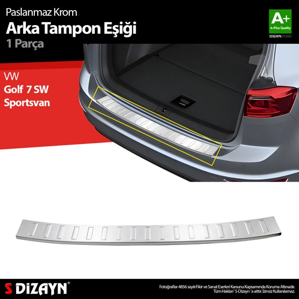 S-Dizayn VW Golf 7 SW Sportsvan Krom Arka Tampon Eşiği 2013-2020 - 1