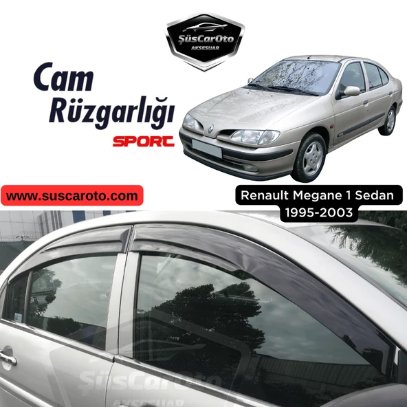 Renault Megane 1 1995-2003 Sedan Uyumlu Mugen Cam Rüzgarlığı Seti Piano Black 4'lü İthal Parlak Siyah