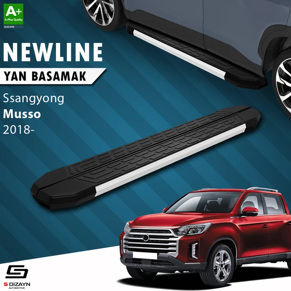 S-Dizayn Ssangyong Musso NewLine Aluminyum Yan Basamak 203 Cm 2018 Üzeri A+ Kalite