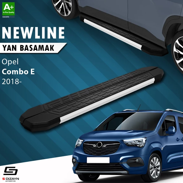 S-Dizayn Opel Combo E Uzun Şase NewLine Aluminyum Yan Basamak 219 Cm 2018 Üzeri A+ Kalite