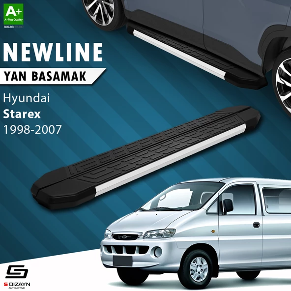 S-Dizayn Hyundai H-1 Starex Uzun Şase NewLine Aluminyum Yan Basamak 219 Cm 1998-2007 A+ Kalite