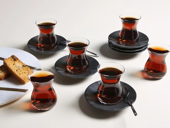 PORLAND SEASONS SİYAH 12 PARÇA 6 KİŞİLİK ÇAY TAKIMI