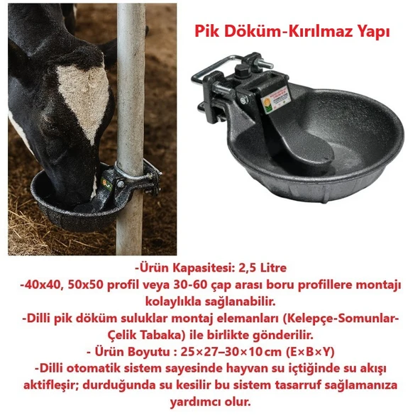 Pik Döküm Dilli Hayvan Suluğu 2,5 Litre-2 Adet - Resim 2