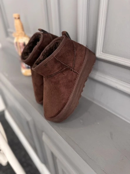 KÜRKLÜ PLATFORM TABAN KADIN BOT KAHVE - 2