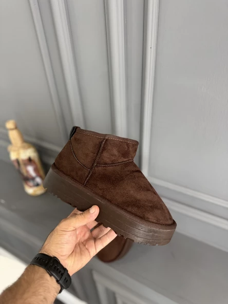 KÜRKLÜ PLATFORM TABAN KADIN BOT KAHVE - 3