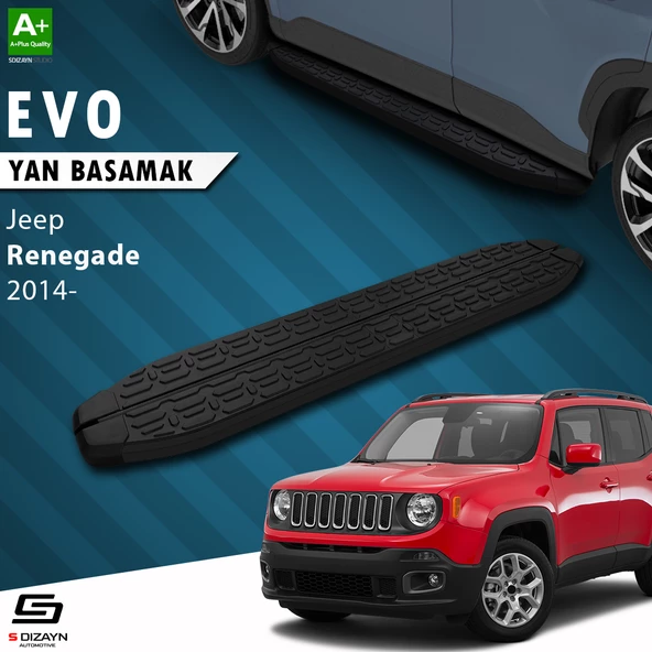 S-Dizayn Jeep Renegade Evo Siyah Yan Basamak 173 Cm 2014 Üzeri A+ Kalite