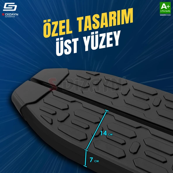 S-Dizayn Opel Combo E Uzun Şase Evo Siyah Yan Basamak 213 Cm 2018 Üzeri A+ Kalite - 3