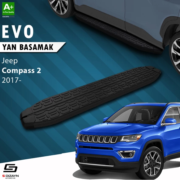 S-Dizayn Jeep Compass 2 Evo Siyah Yan Basamak 173 Cm 2017 Üzeri A+ Kalite