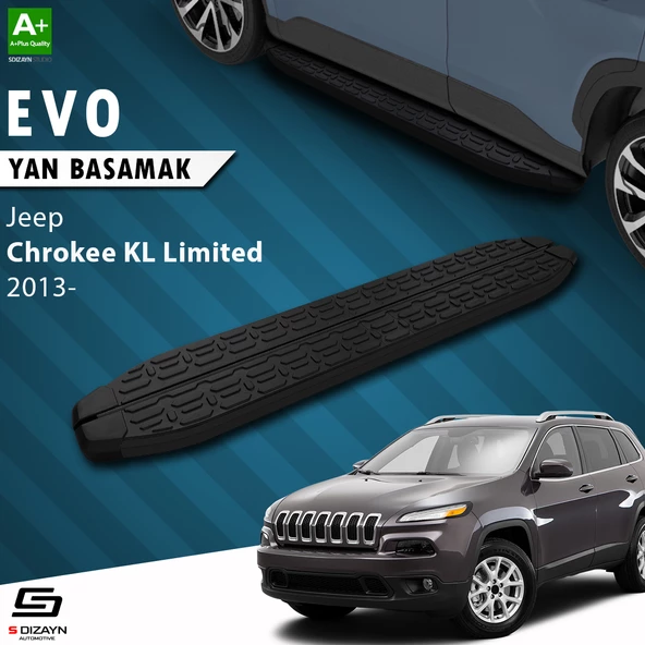 S-Dizayn Jeep Cherokee KL Evo Siyah Yan Basamak 173 Cm 2013-2023 A+ Kalite