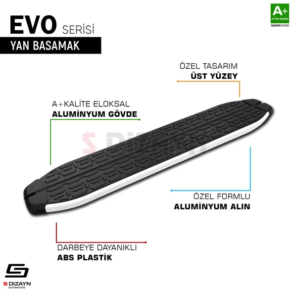 S-Dizayn Hyundai Kona Evo Aluminyum Yan Basamak 173 Cm 2018-2023 A+ Kalite - 7
