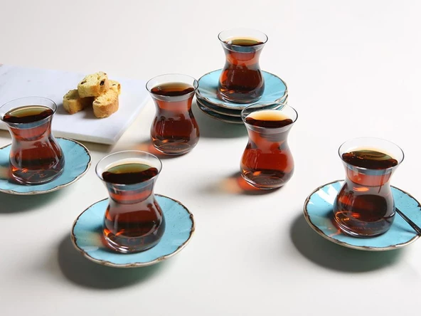 PORLAND SEASONS TURKUAZ 12 PARÇA 6 KİŞİLİK ÇAY TAKIMI