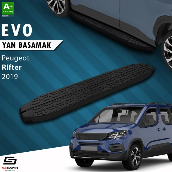 S-Dizayn Peugeot Rifter Evo Siyah Yan Basamak 203 Cm 2019 Üzeri A+ Kalite