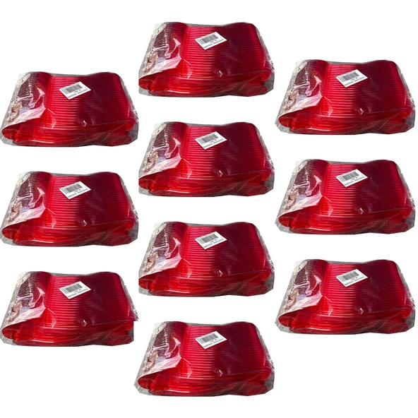 Plastik Şeffaf Kırmızı Sup Kaşık - Tatlı Dondurma Kaşığı - 12.5 Cm. - 50 Adetlik 10 Paket
