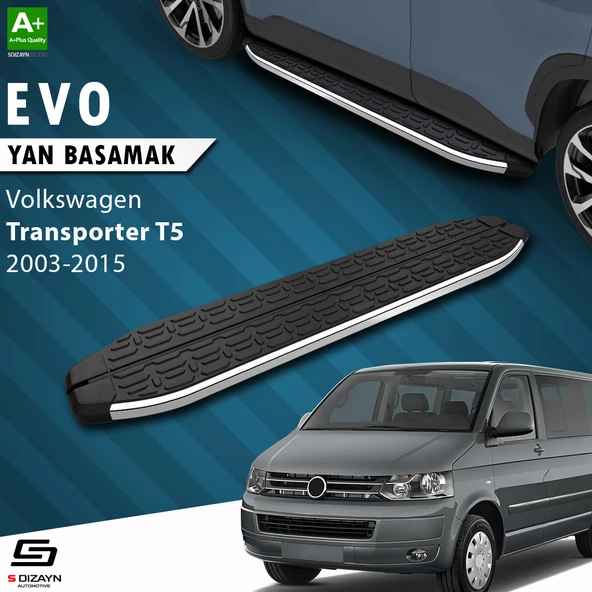S-Dizayn VW Transporter T5 Uzun Şase Evo Krom Yan Basamak 253 Cm 2003-2015 A+ Kalite