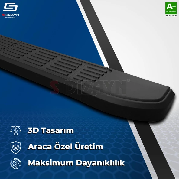 S-Dizayn Fiat Doblo 2 Uzun Şase S-Line Siyah Yan Basamak 223 Cm 2010-2023 A+ Kalite - 4