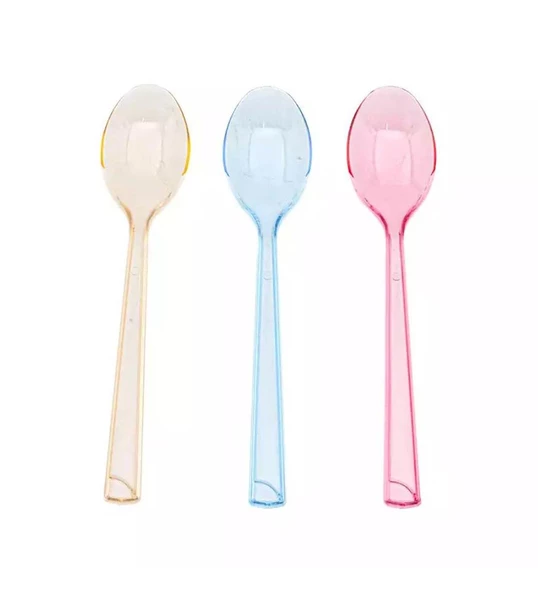 Plastik Şeffaf Kırmızı Sup Kaşık - Tatlı Dondurma Kaşığı - 12.5 Cm. - 50 Adetlik 10 Paket - Resim 5