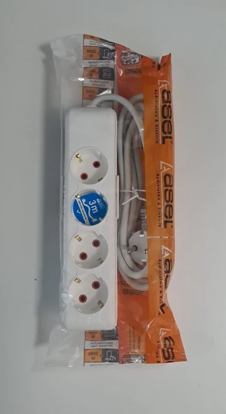 4 LÜ 3 METRE TOPRAKLI GRUP PRİZ ( ASEL )